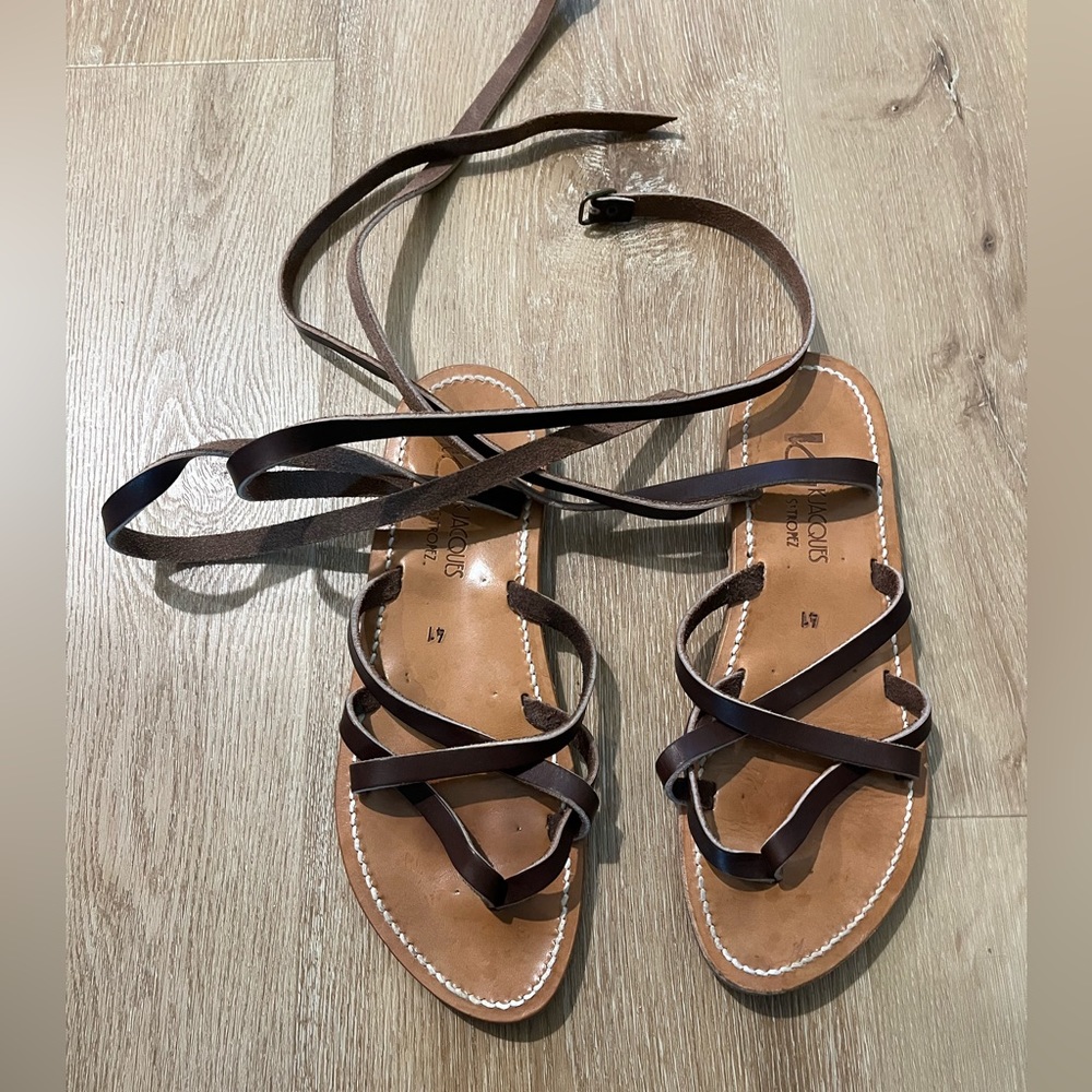 K.JACQUES Luxury European Gladiator Sandals Leather Size 41 (9.5us Womens)
